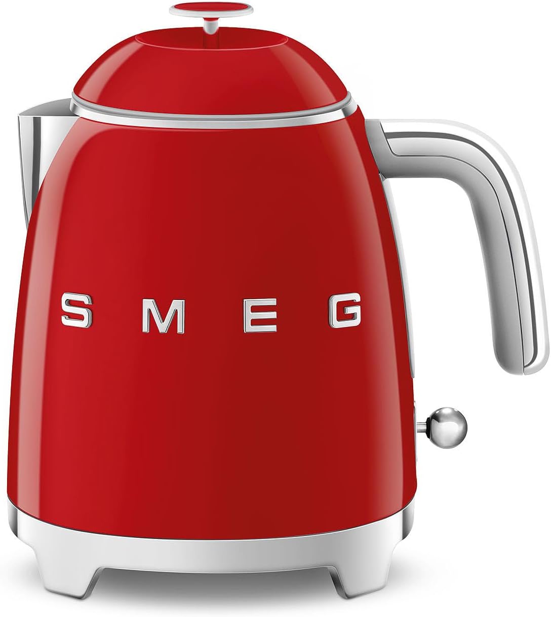 SMEG Mini 50's Retro Style 3 Cup Electric Kettle with Double Wall Anti Slip Base and Water Level Indicator (Red)